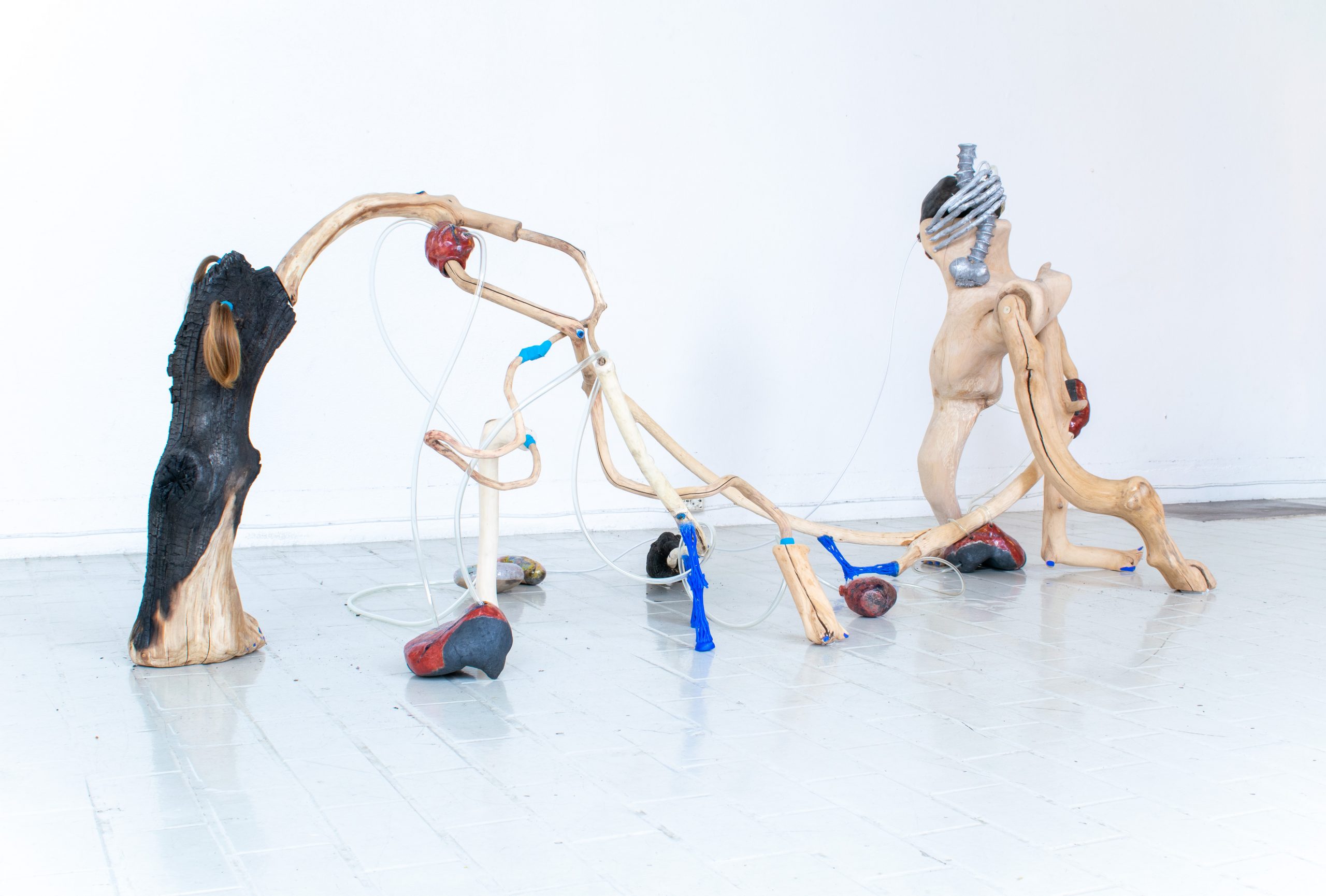 The installation Conversation Between Bodies #11 at "Hidden Connections – Visible Ecologies", Black Box Theater, Oslo (In collaboration with Sara Rönnbäck)